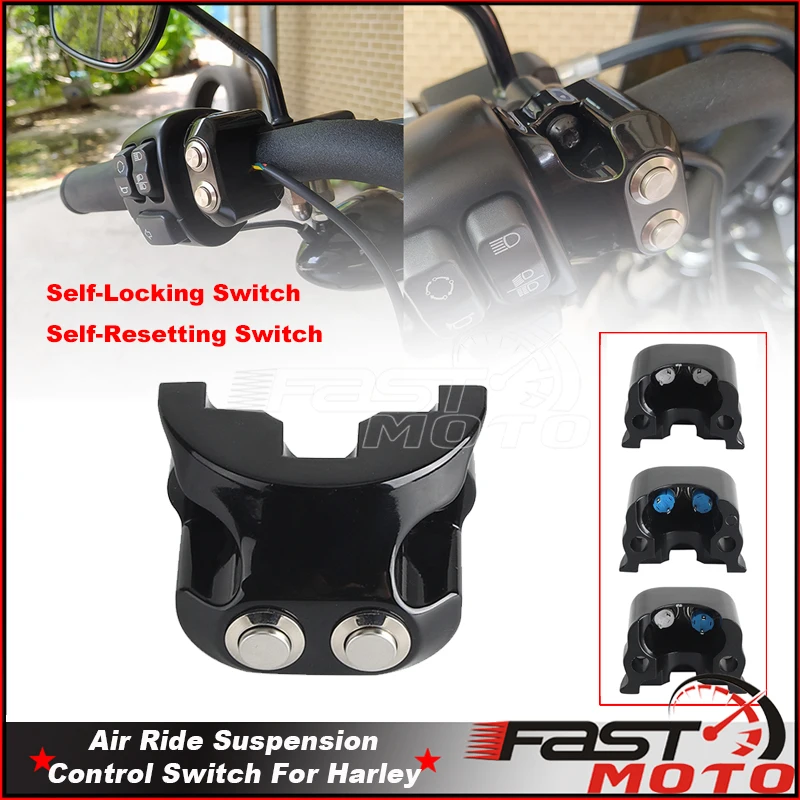 Aluminum Air Suspension Controller Self-Locking Self-Resetting Switch Button For Harley Cafe Racer Street Glide Electra Glides