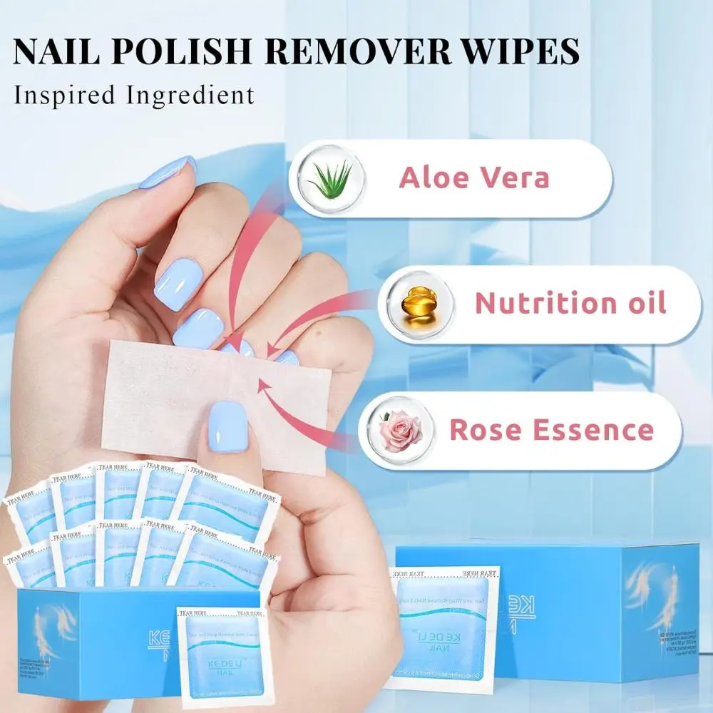 100PCS Hot Individually Wrapped Gel Nail Wipes Remover Soak Off Nail Wrap Manicure Lint Free Nail Cleaner Pads for Acrylic Nails