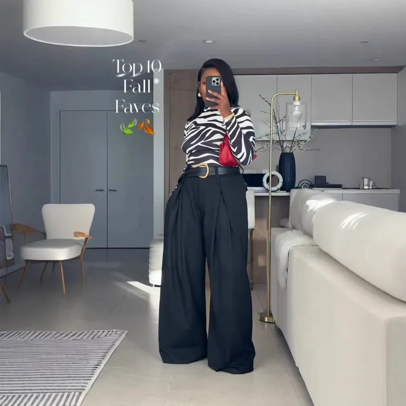 

Женские брюки KEXU: Хит продаж, всесезонные, с эластичным поясом, прямые, широкие штанины