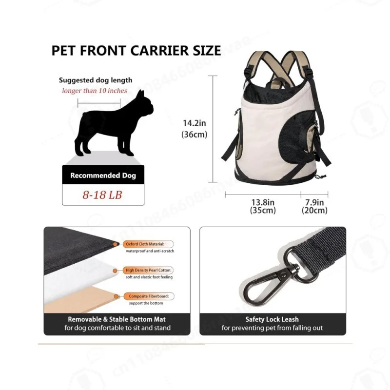 Lightweight Front Wear Pet Backpack, Large Capacity Anti-stress Cat Carrier for Kitten Outdoor Socialization Training