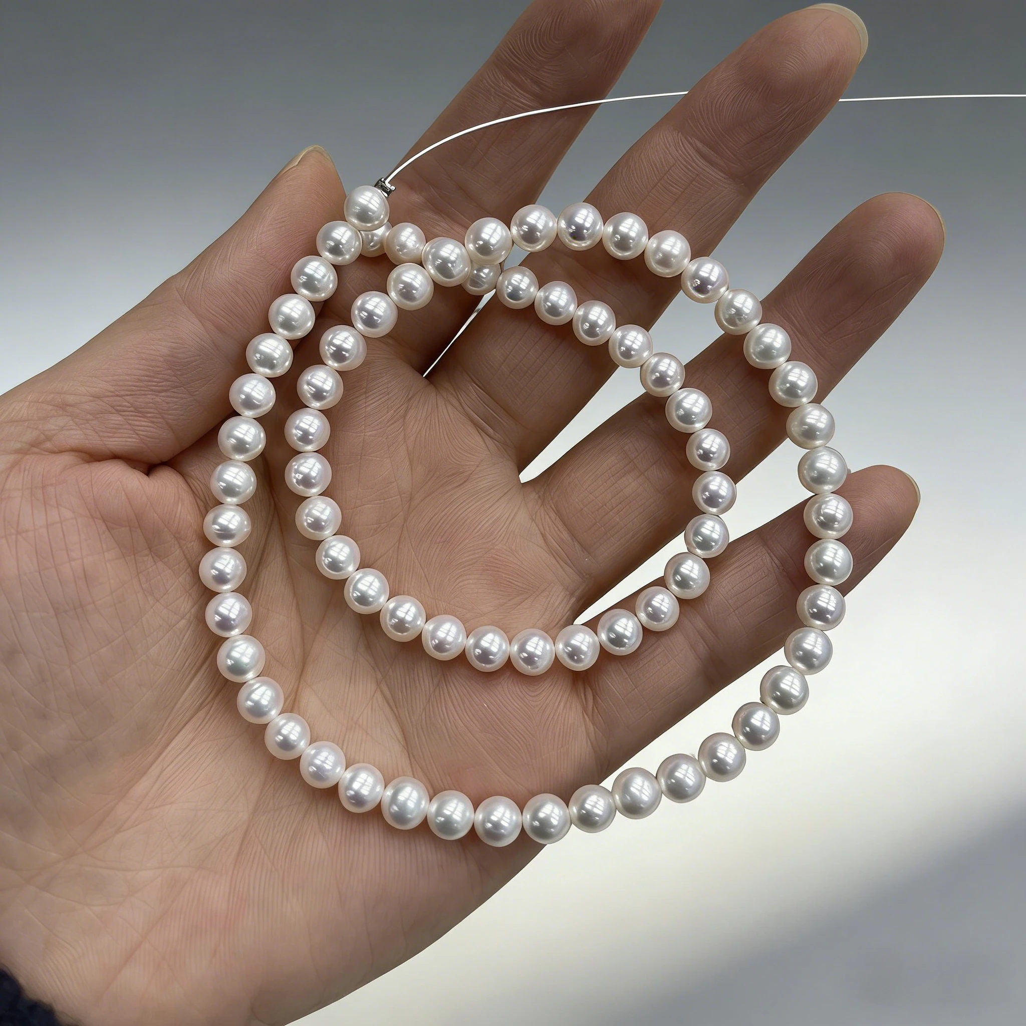 

Natural 5-6mm AAAA Freshwater Baroque Round White Pearl Spacer Bead Jewelry Make DIY Necklace Bracelet Women Premium Wedding