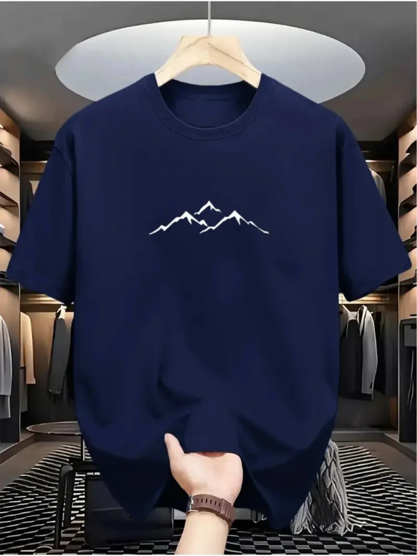 Summer Men's T-shirt  with Mountain Pattern Features A Casual Round Neck Design Stylish for Daily Wear Simple Elegant Soft