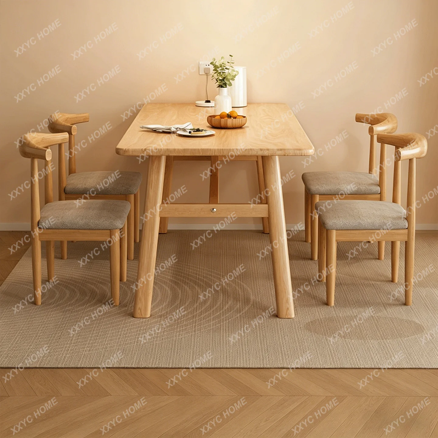 Household small apartment simple rectangular dining table chair practical combination