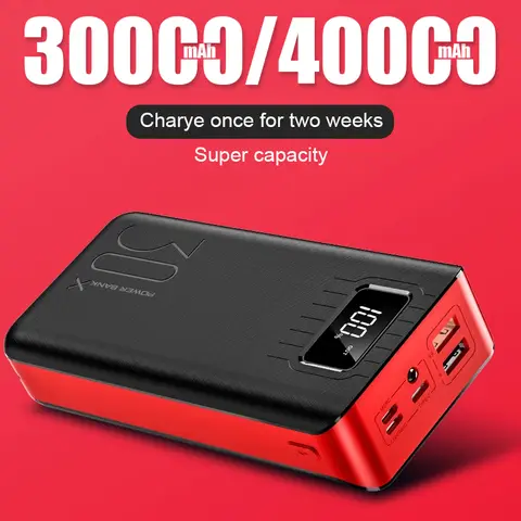 30000mAh/40000mAh PowerBank External Battery PoverBank 2 USB LED 30000mAh Type-c PortableCharger Power Bank For OnePlus Xiaomi