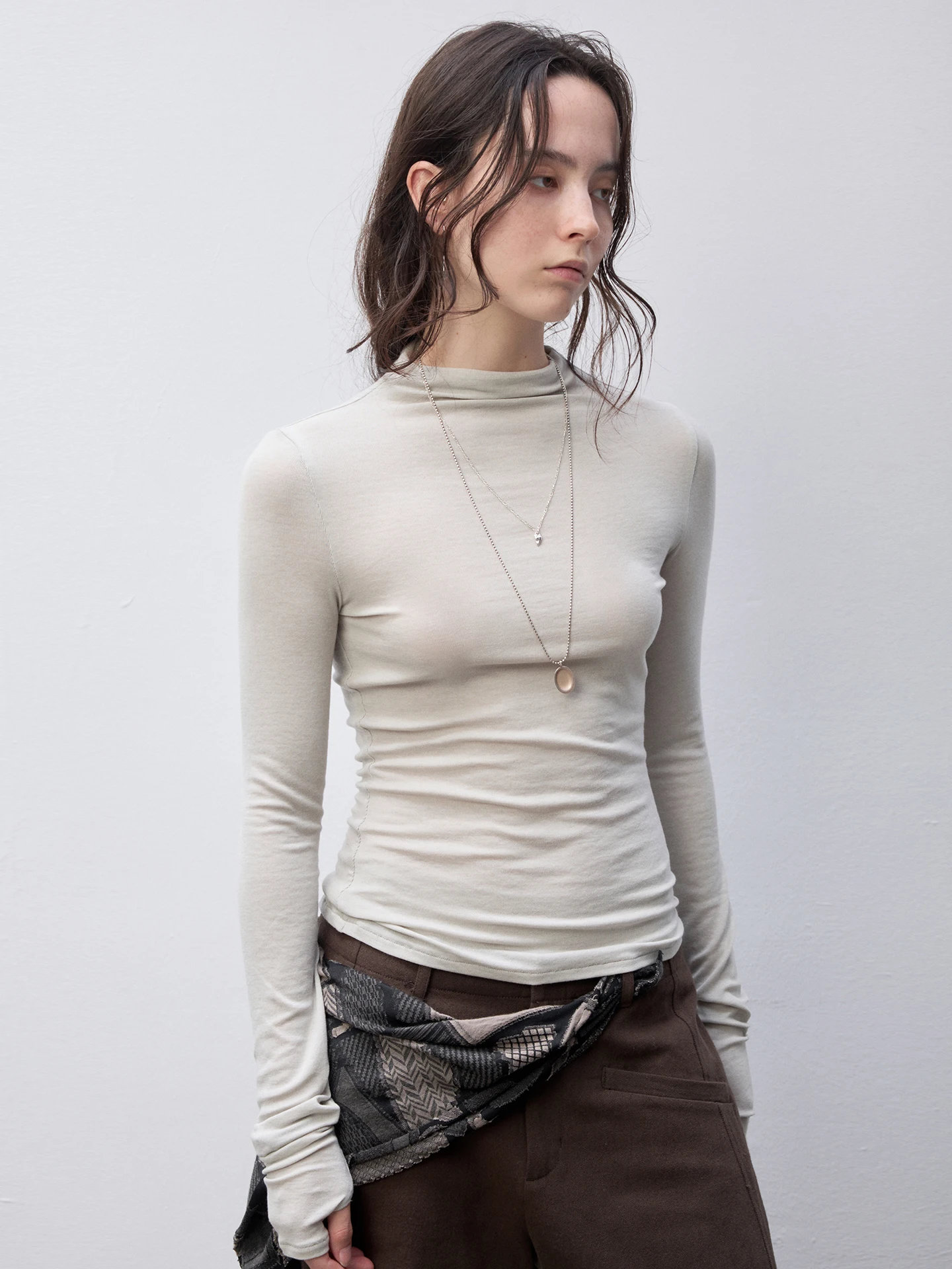 

Универсальный классический практичный легкий трикотаж из смесовой шерсти для многослойных образов, свободного кроя, повседневный, с длинными рукавами