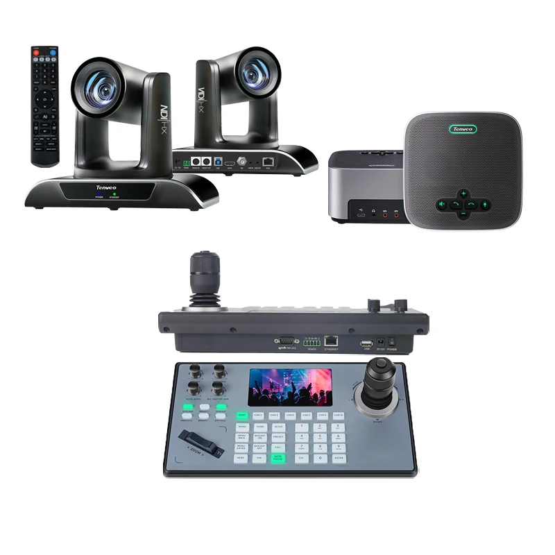 Live Streaming System AI Auto Tracking 12X Zoom NDI PTZ Camera with Joystick Controller BT Speaker for Events Live Broadcast