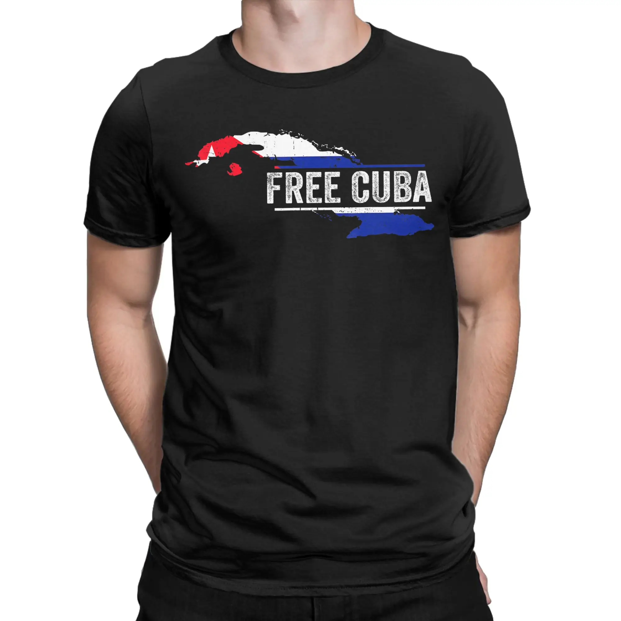 Men's Free Cuba Cuban Flag Free Cuba Viva Cuba Libre T Shirts 100 Cotton Top Tees Beach Short Sleeve T-Shirt O Neck Tee Shirt