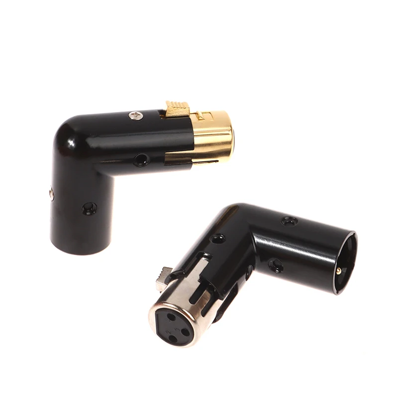 1PC Audio Adapter Plug Adjustable Male To Female Right Angle XLR Connector Metal Adapter 3Pin Black (XLR 90 Degree Adapter)