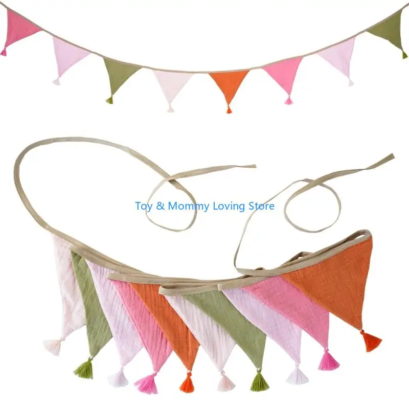 لافتات Y1QF سهلة التعليق من الكريب القطني ذات مهدب لتزيين جدران غرفة نوم الأطفال لحفلات المهرجانات والأنشطة العائلية