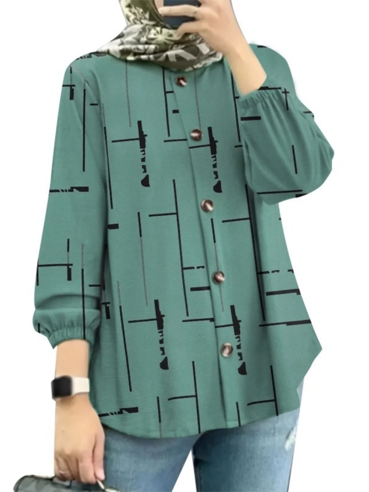 

Faionable с цветочным принтом женский irt Bubble Sve модный Ближний Восток малайский новый Sle трансграничная одежда этнический сценический костюм