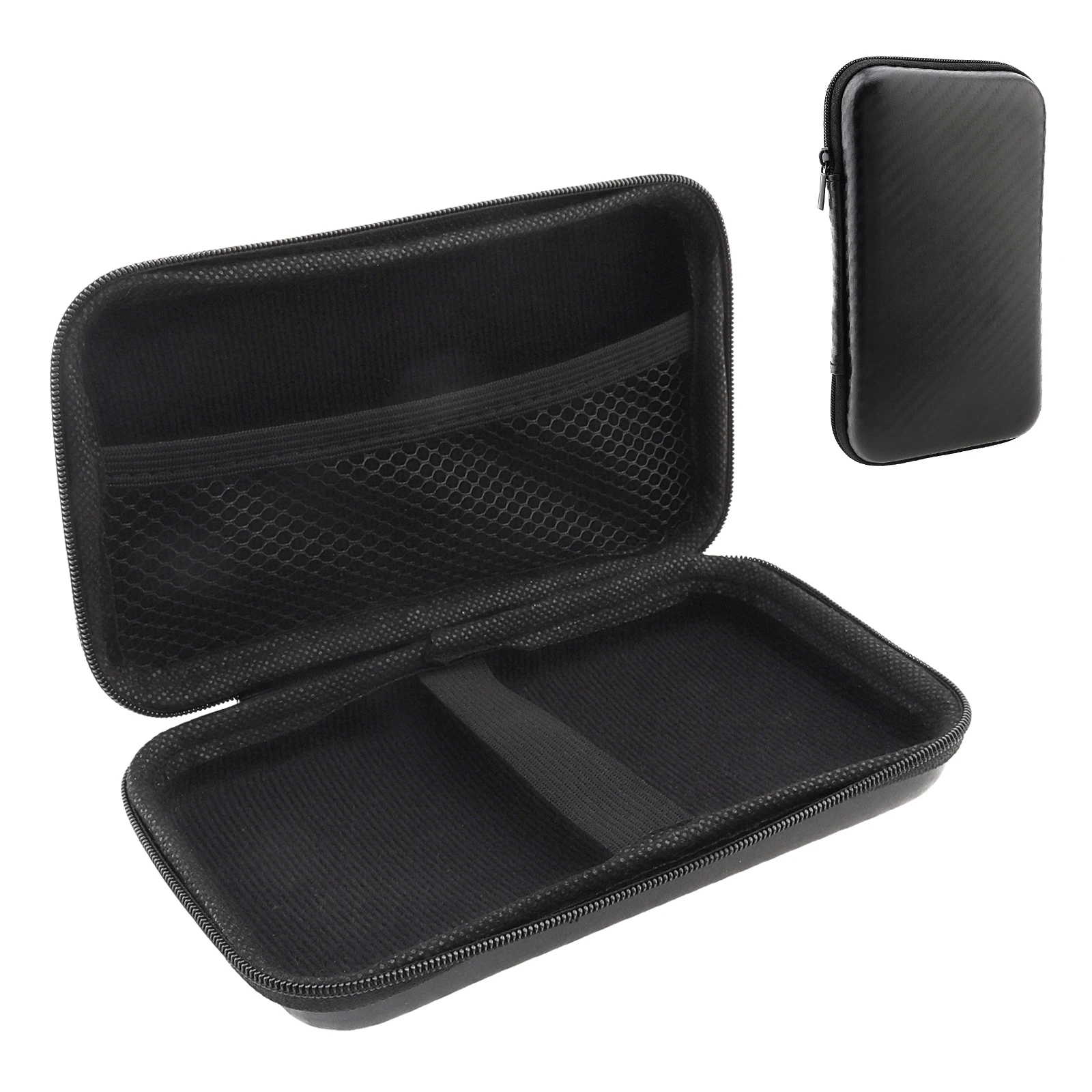 17x9.5x4.5 cm EVA Black Striped Hard Storage Case with Flannel Lining, Instrument Cleaning Tool Zipper Shell Storage Bag