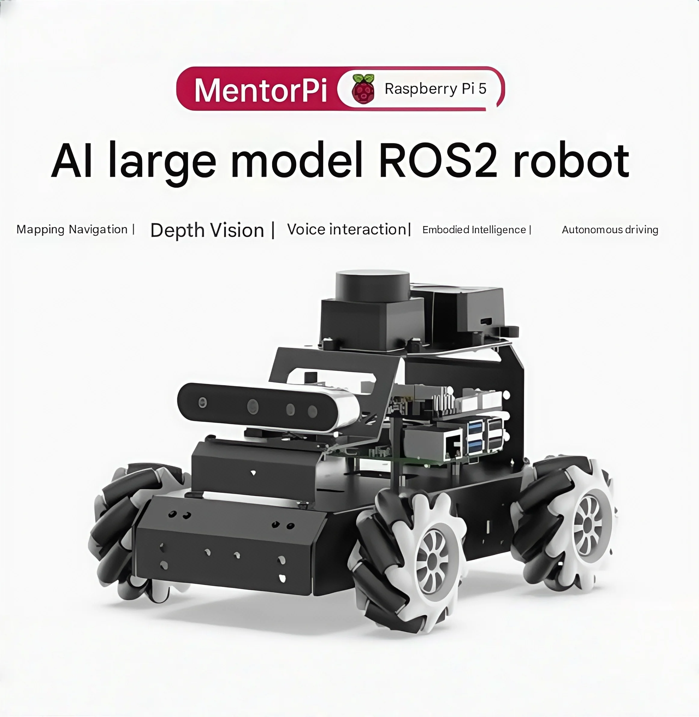 

Raspberry Pi 5 smart car MentorPi Mailun/Ackerman AI large model vision ROS2 robot