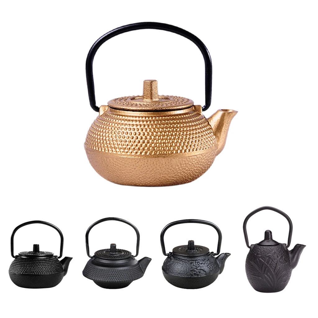 Mini Cast Iron Teapot Heat Retaining Tetsubin Small Tea Kettle Japanese Style for Tea Brewing at Home
