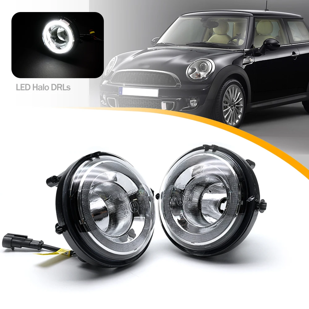 2X For Mini Cooper R55 R56 R57 R58 R59 R60 Led Auto DRL Halo Ring Daytime Running Lights Daylights Fog Lamps Canbus Error Free 