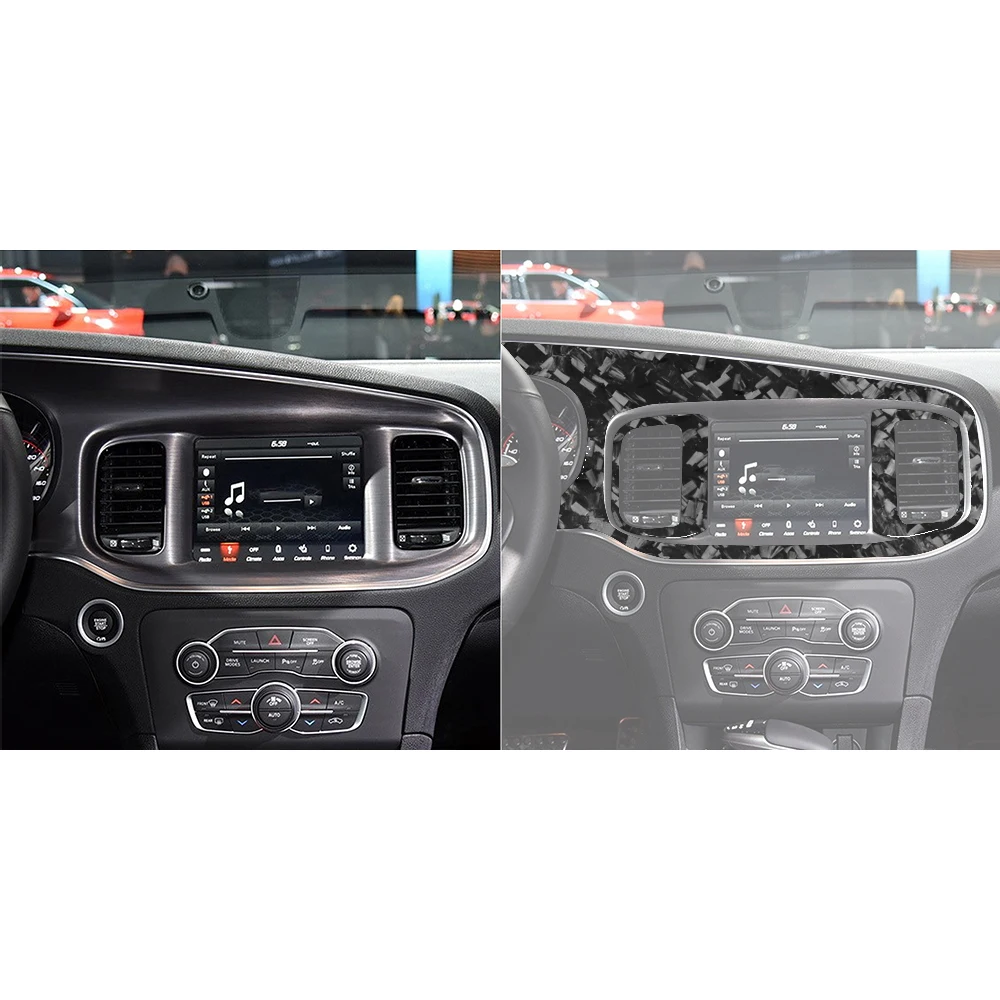 For Dodge Charger 2015-2022 Forged Carbon Fiber Speedometer Air Outlet Navigational Panel Set Car Interior Accessories Sticker view 3