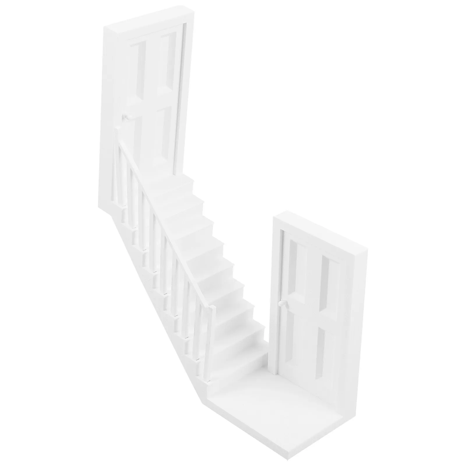 Versatile Miniature Stair Railing with Integrated Door Corner Configuration for Sand Table Handrail Prop Dollhouse Stairs Micro