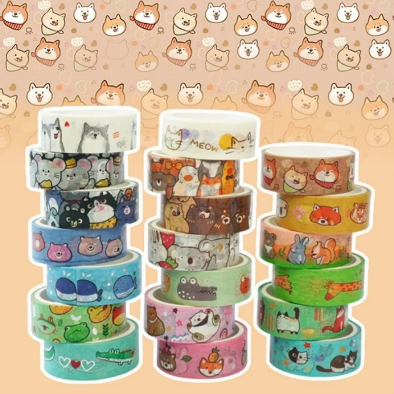 60pcs/lot Kawaii Cat Dog Rabbit Animal Tape Creative Scrapbooking Diary Adhesive Masking Tape Stationery Gift