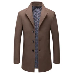 New Winter Men Cashmere Business Casual Overcoats British Style Woolen Coats Thicker Warm Trench Coats Quality Long Jackets 4XL
