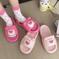 Pantofole Kawaii Lotso Cartoon Summer Eva Student dormitorio Wear antiscivolo fondo morbido pantofole versatili sandali da bagno da donna