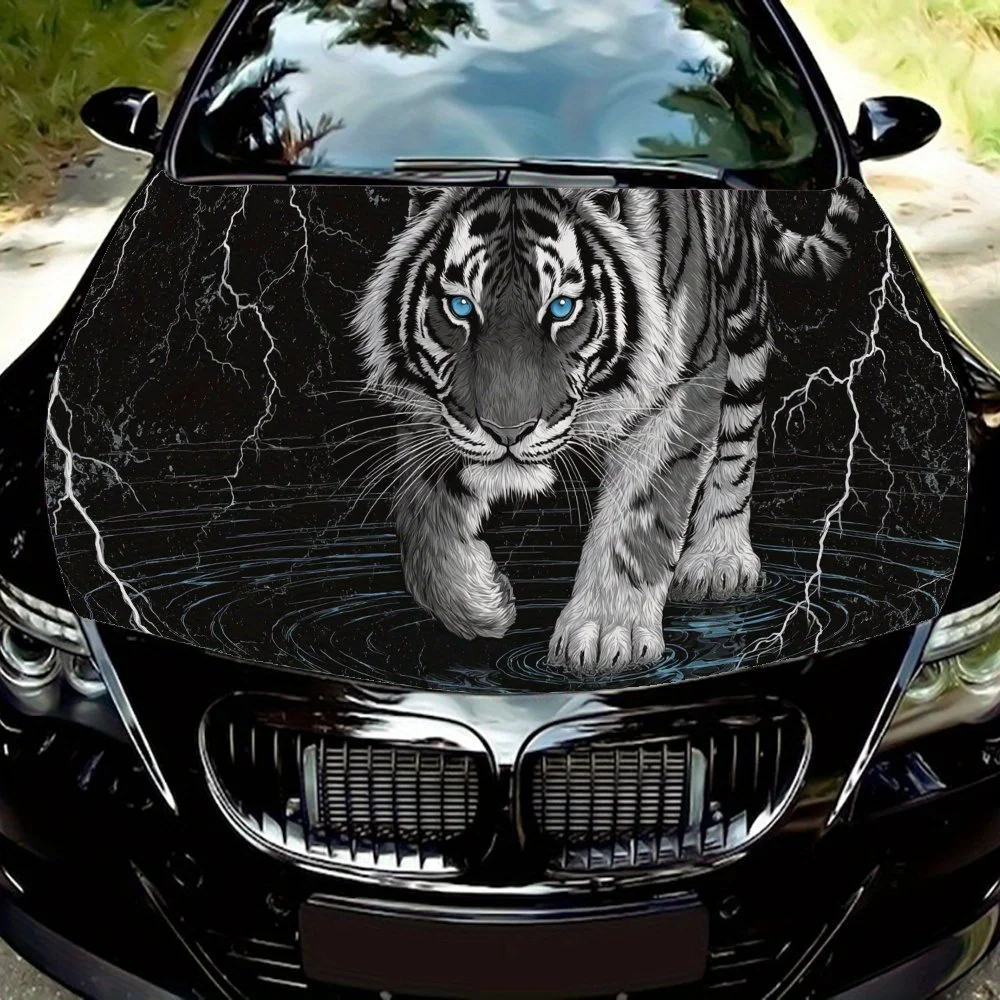 

Наклейки на капот автомобиля Majestic White Tiger, водонепроницаемые самоклеящиеся, устойчивые к царапинам, легко приклеиваемые, прочные автомобильные наклейки из ПВХ, ca
