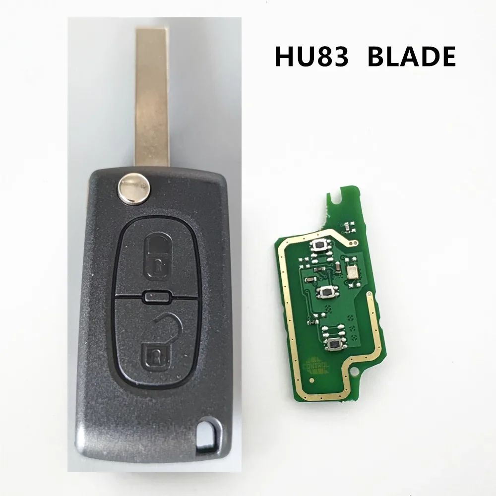

Двухкнопочный выкидной ключ-пульт CE0536 FSK/ASK для Peugeot 207 208 307 308 407 408 607, 433 МГц, ID46 PCF7941 HU83/VA2