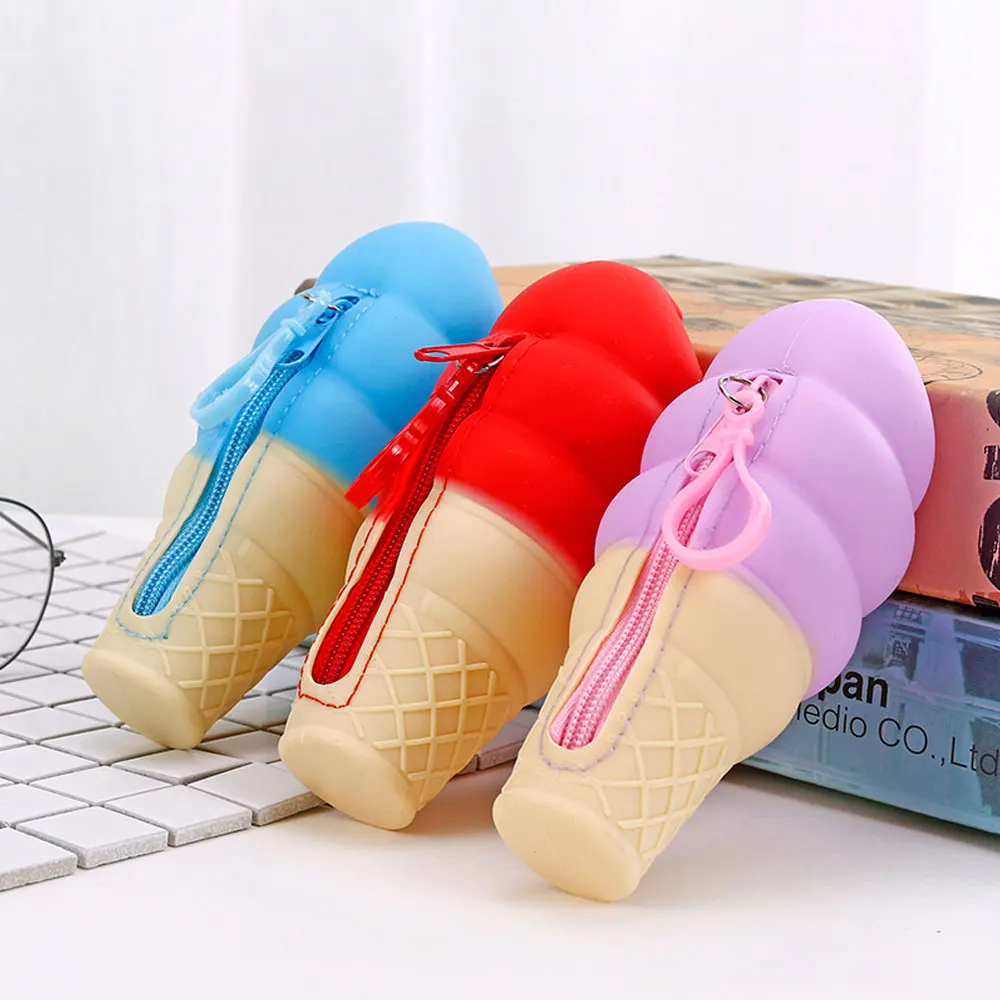 Small and Cute Creative Ice Cream Coin Purse, Portable Travel Silicone Storage Bag, Lightweight Backpack Pendant for Students
