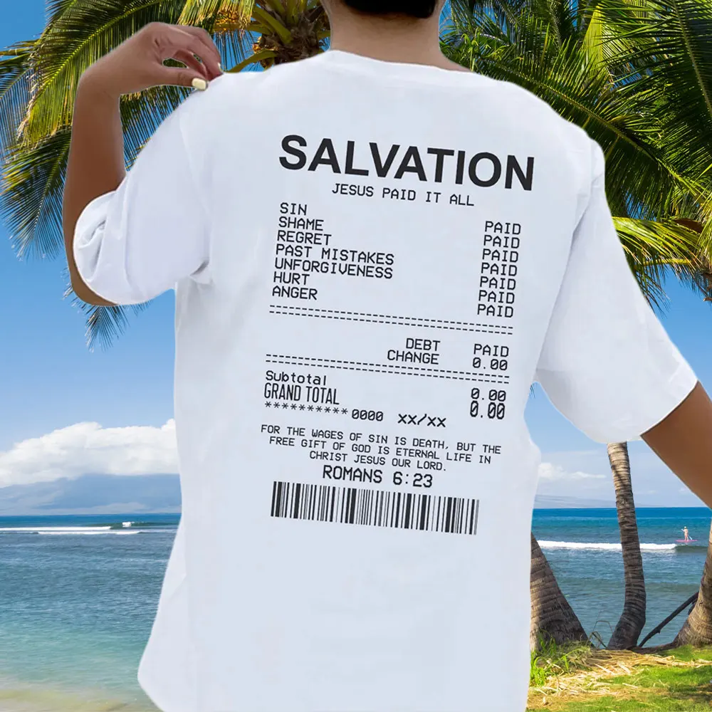 Women Salvation Back Print Bible Verse Cotton T-Shirts Funny Streetwear Christian T Shirts Jesus Faith Tees Gifts Unisex Tops