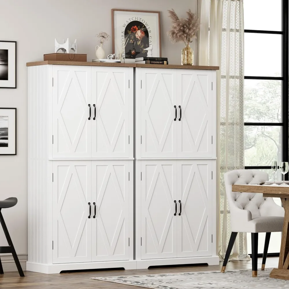 

64" Tall Pantry Cabinet, Modern Farmhouse Kitchen Pantry, Wood Bathroom Storage Cabinet, Large Bookcase