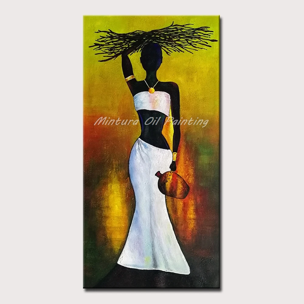 Mintura,Large Handpainted Girl Oil Paintings on Canvas Modern Room Decor Figure Posters Wall Art Pictures Living Home Decoration