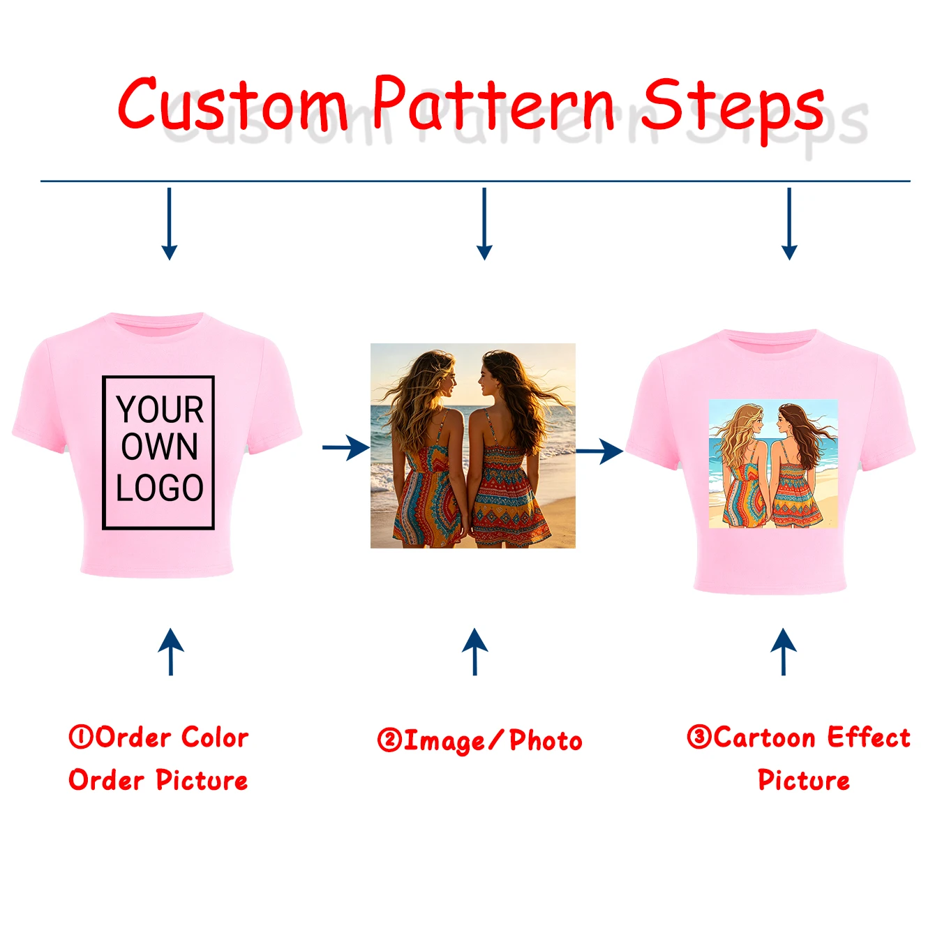 Custom Cartoon Picture Personalized Women‘s Crop T-Shirt Tight Soft Sportswear Breathable Cotton T Shirts O-Neck Summer Top image 2