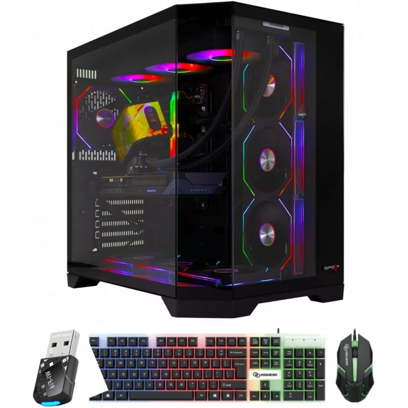 Gaming PC –  Core i5-14400F, RTX 5060 8GB Triple-Fan, 32GB DDR5, 1TB NVMe SSD 3300MB/s, 700W 80+ PSU, 360mm Liquid Cooler, ARGB
