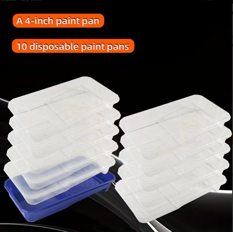 1 Plastic Paint Tray with 10 PET Liner Trays, Quick Color‑Change No‑Clean DIY Wall Painting Tool for Home Renovation