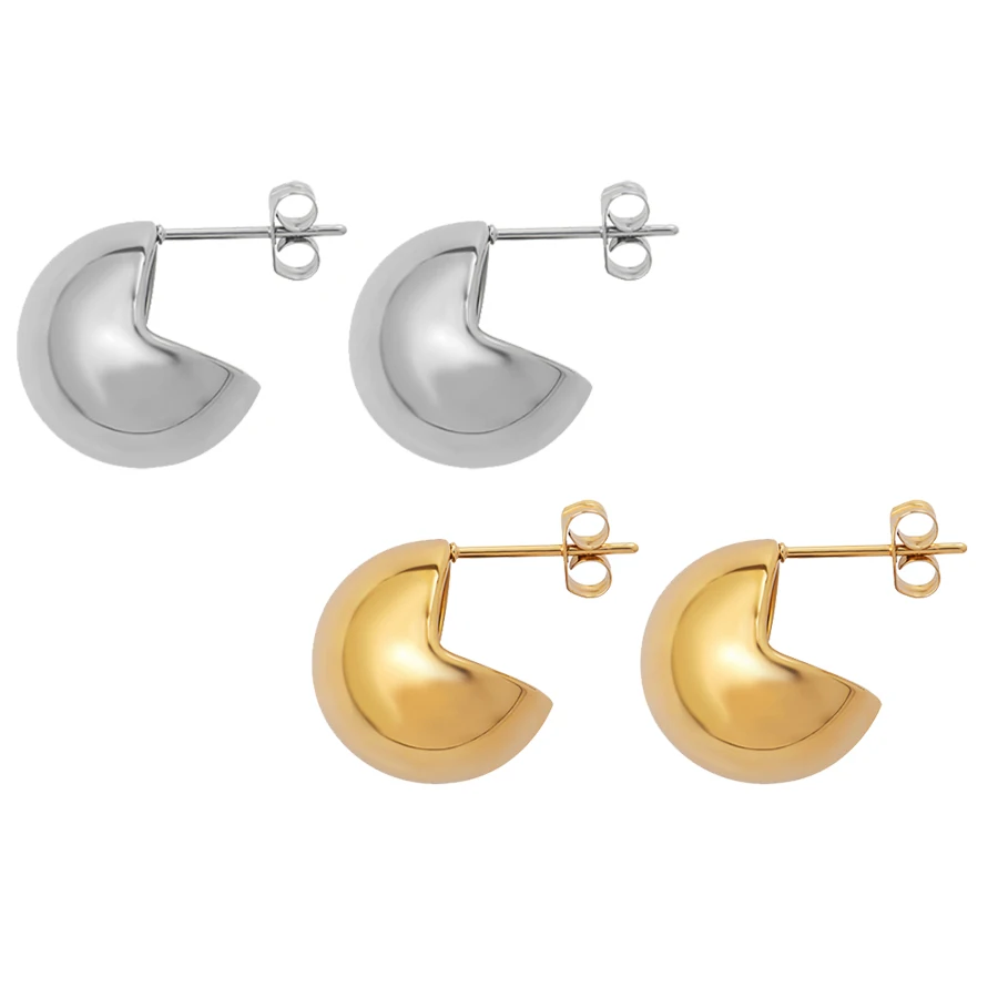 Semi-Circular Pendant Earrings Vintage Jewelry Stainless Steel Jewelry Luxur Smoyoth Texture Earrings Party Gifts Wedding Gifts