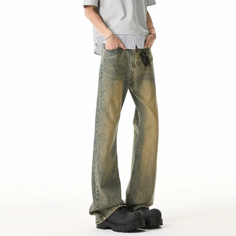 LUZHEN 2026 New Fashion Gradient Washed Slim Fit Straight Casual Jeans Men Handsome Street High Quality Male Denim Pants JY7816