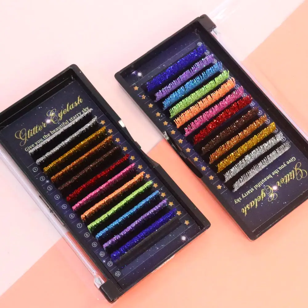 Mix Colors Fashion Glitter Shiny Colorful Classic False Eyelash Extensions Individual lashes For Makeup