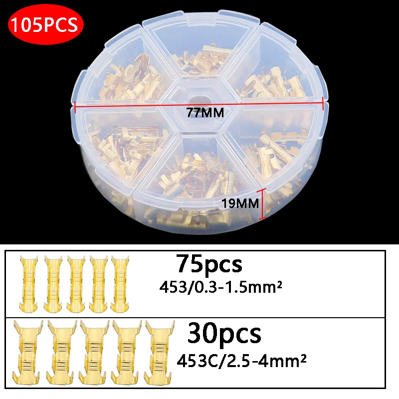 105/150/260/480 pcs /box 453 453C U-shaped terminal tab cold inserts connectors cold terminal small teeth fascia terminal