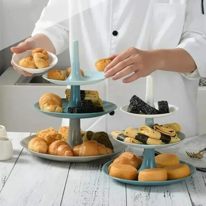 3-Tier Fruit Plate Creative Household Dessert Cake Stand Multi-layer Serving Tray for Living Room Afternoon Tea Birthday Party