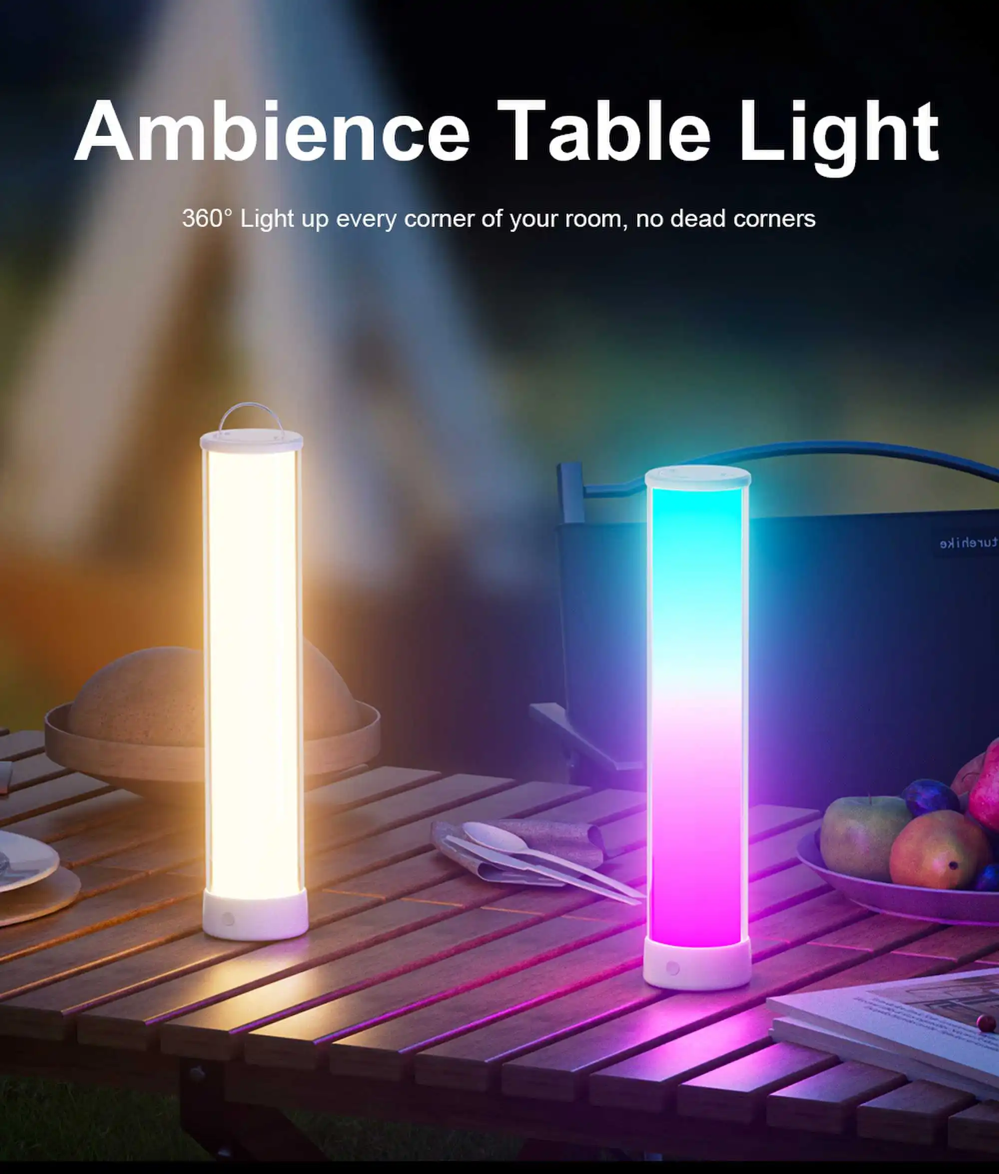 スマートbluetooth調光＆色変更ムードライト、3600mah充電式ベッドサイドランプ（寝室の装飾とナイトライト用）