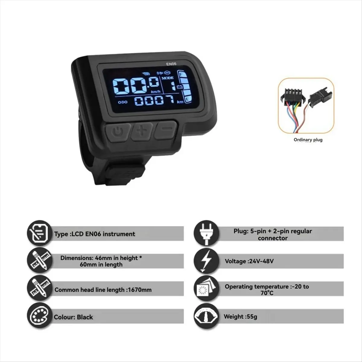 

AB31 EN06 LCD Electric Bike Display Meter 35A 36V/48V/52V Sine Wave Controller Kit for Scooter E-Bike Modification