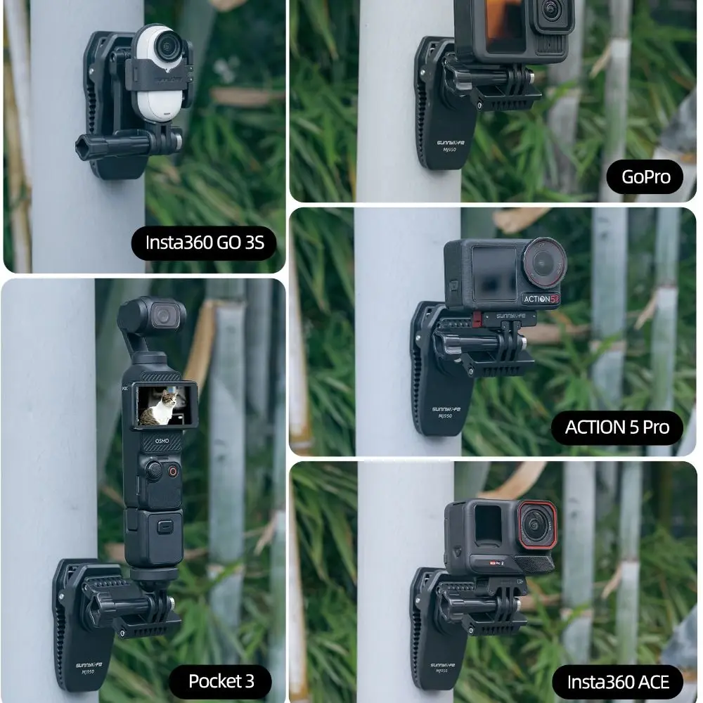 Magnetic Action Camera Backpack Mount Foldable Stretchable Backpack Clip Clamp 360 Rotatable for DJI Action 5/4/Pocket3/Insta360