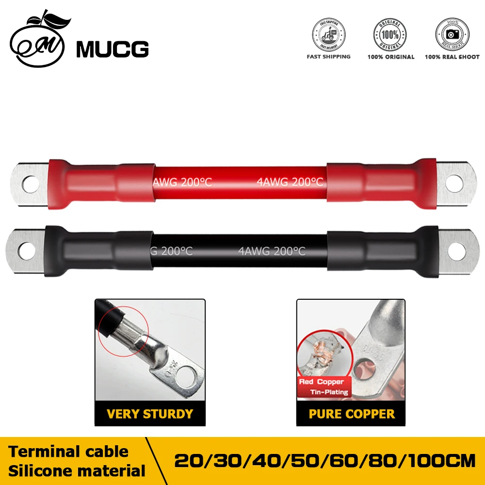 

Battery Inverter Cable Black Red Silicone Copper Wire With Lug M6 M8 M10 Car Battery Jumper wire 5AWG 7AWG 9AWG 5 7 9 AWG
