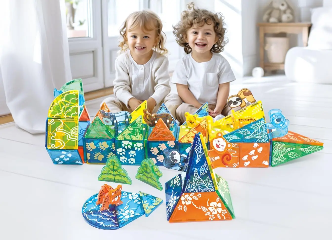 108 PCS Zoo Animals Magnetic Tiles Set,Magnet Building Blocks Farm World Toys,STEM AUTHENTICATED,Magnetic Animals for Kids Age 3