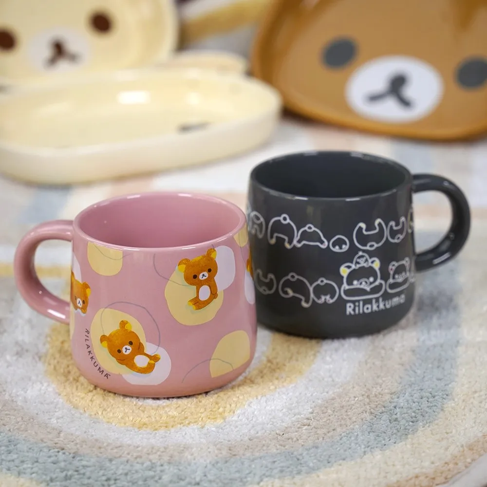 Cute and Fresh Relaxing Bear Ceramic Mug Cartoon Water Cup High-temperature Decal Coffee Cup