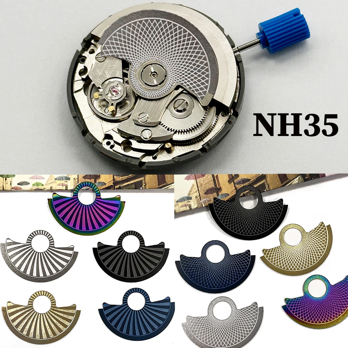 NH35 Rotor Automatic Hammer Patch With Sticker Watch Modification Parts Fit NH34 NH35 NH36 NH70 4R35 4R36 7S Movement Patch Part