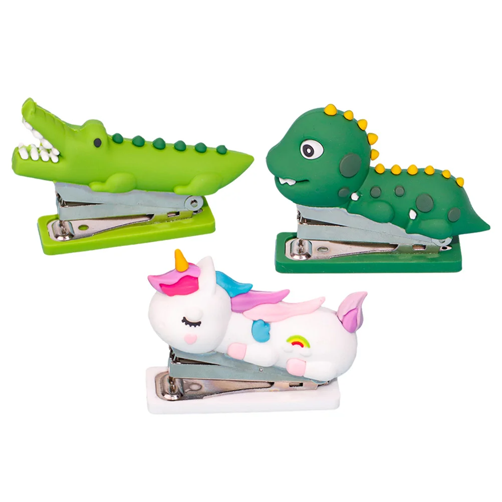3 Pcs Fashion Stapler Child Stationery Accessories Stainless Steel Monitor Reusable