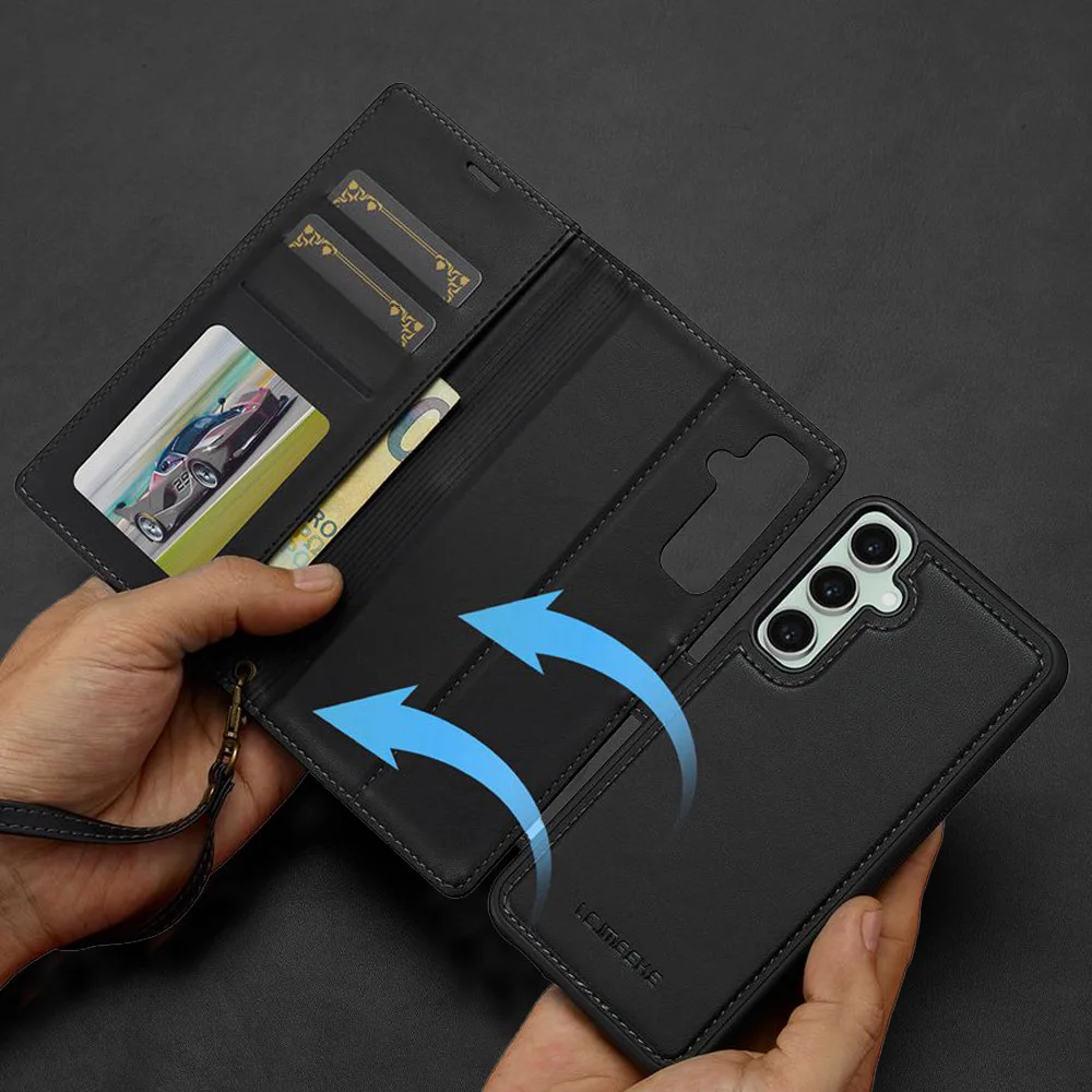 

2 in 1 Wallet Case For Samsung Galaxy S24 FE Case Detachable Magnetic Back Cover For Samsung S24FE PU Leather Phone Pocket