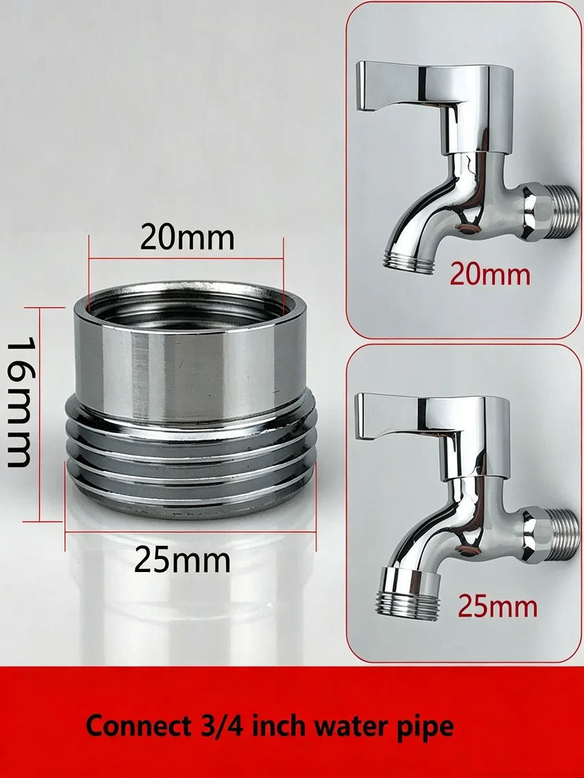 20mm 25mm Faucet Adapter , G1/2 'to G3/4' Faucet Extend Length  Adapter With Sealing Ring,Hose Adapter Threaded Conversion Joint
