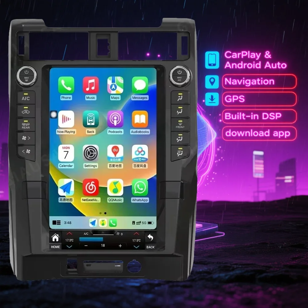 

15,4-дюймовый головной блок Android 12 для Toyota 4 Runner 2010-2024 Беспроводной CarPlay Авто GPS-навигатор DSP Стерео Сенсорный экран Qualcomm