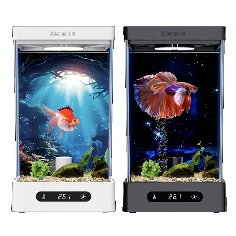 Mini Fish Tanks Betta Fish Tank Aquarium Tank Fish Office Table Decoration Home Decor with heater and Led Light