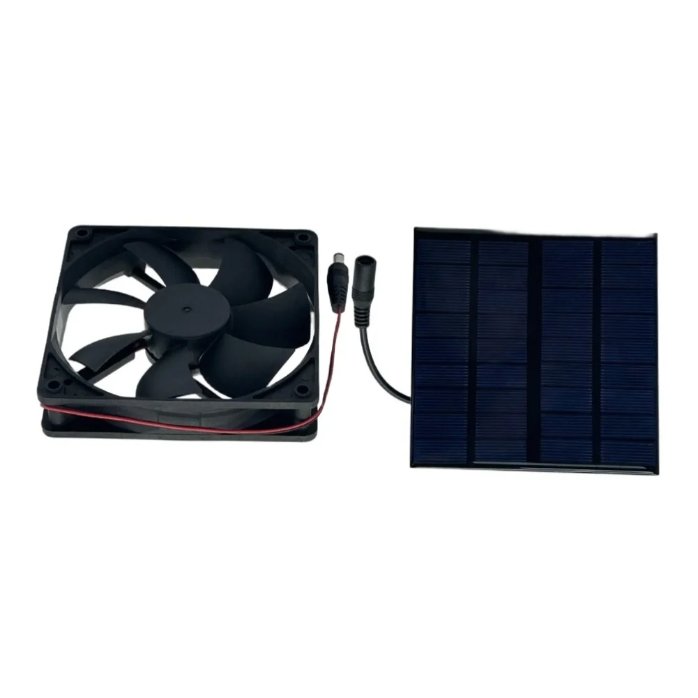5W 12V Monocrystalline Solar Panel Charger With Exhaust-Fan For Pet Cage Greenhouse Ventilation Alternative Energy Supplies